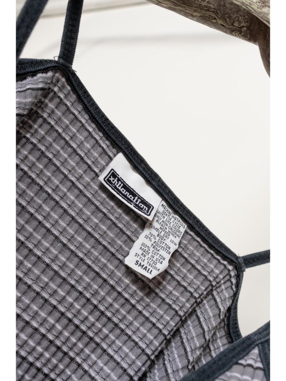 Vintage Ribbed Mini Dress: Striped Cami Sun Dress, USA Made Small - Picture 4 of 10